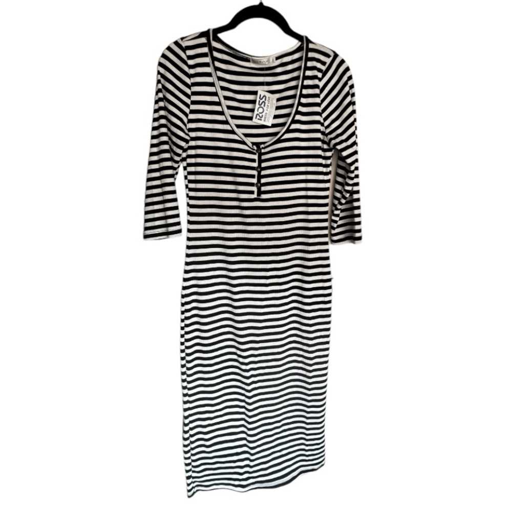 Heart & Hips black & white striped dress Midi Dress size 6 juniors Large NWT